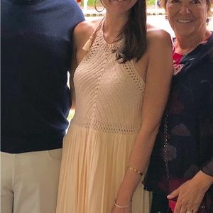 Peach (light blush) crochet halter maxi